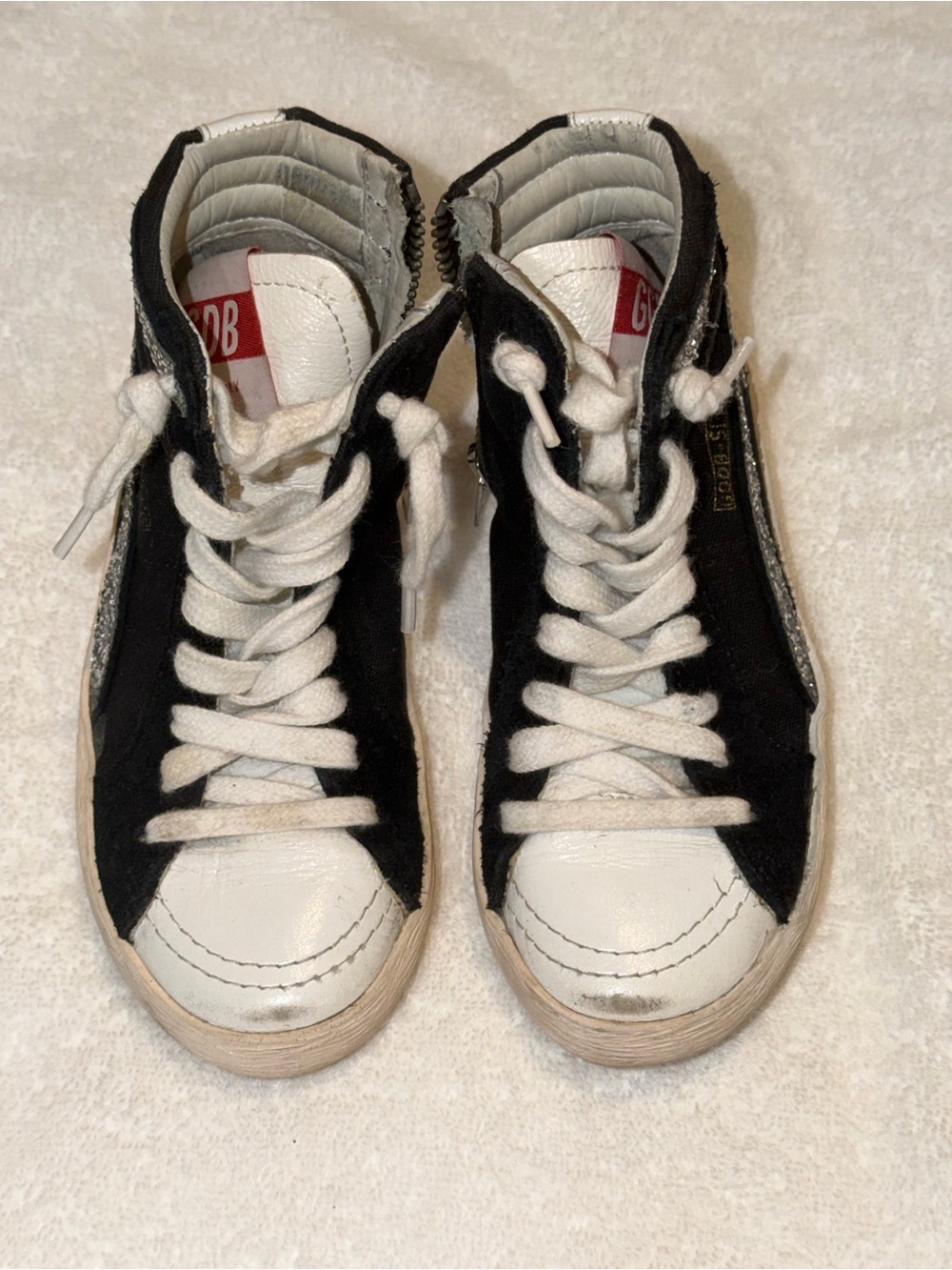 GG Kids Slide High-Top Sneakers in Black and White